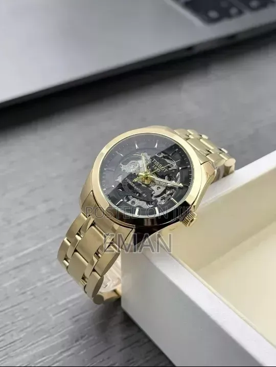 Tissot 1853 Automatic Skeleton Men's Watch – Gold Black Dial