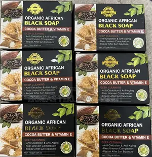 Organic African Black Soap, Cocoa Butter and Vitamin E