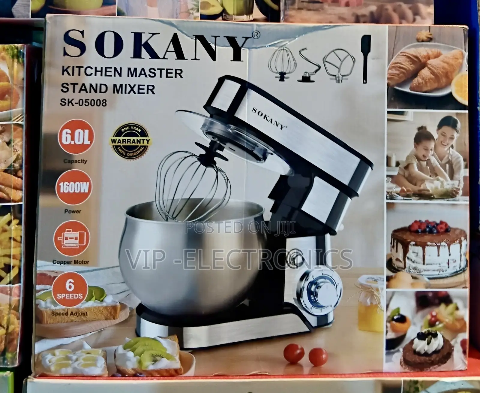 SOKANY Stand Mixer 6L Kitchen Master – 1600W Multifunction Food Mixer