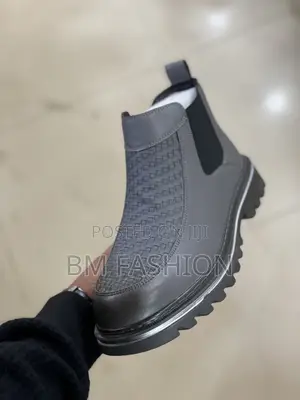 Mens Gray Fashion Lace Less Chelsea Boots