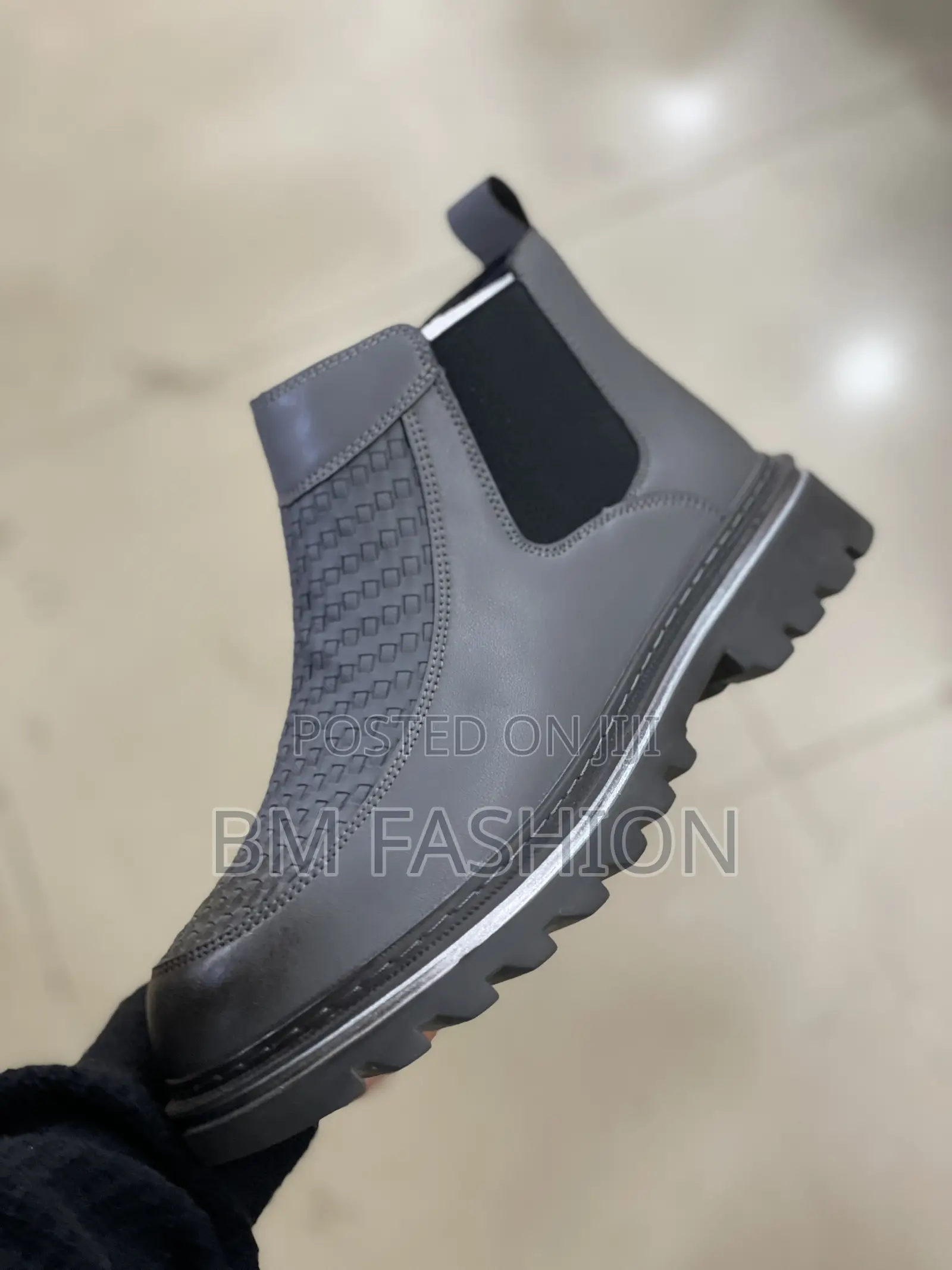 Mens Gray Fashion Lace Less Chelsea Boots