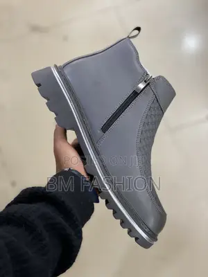 Mens Gray Fashion Lace Less Chelsea Boots