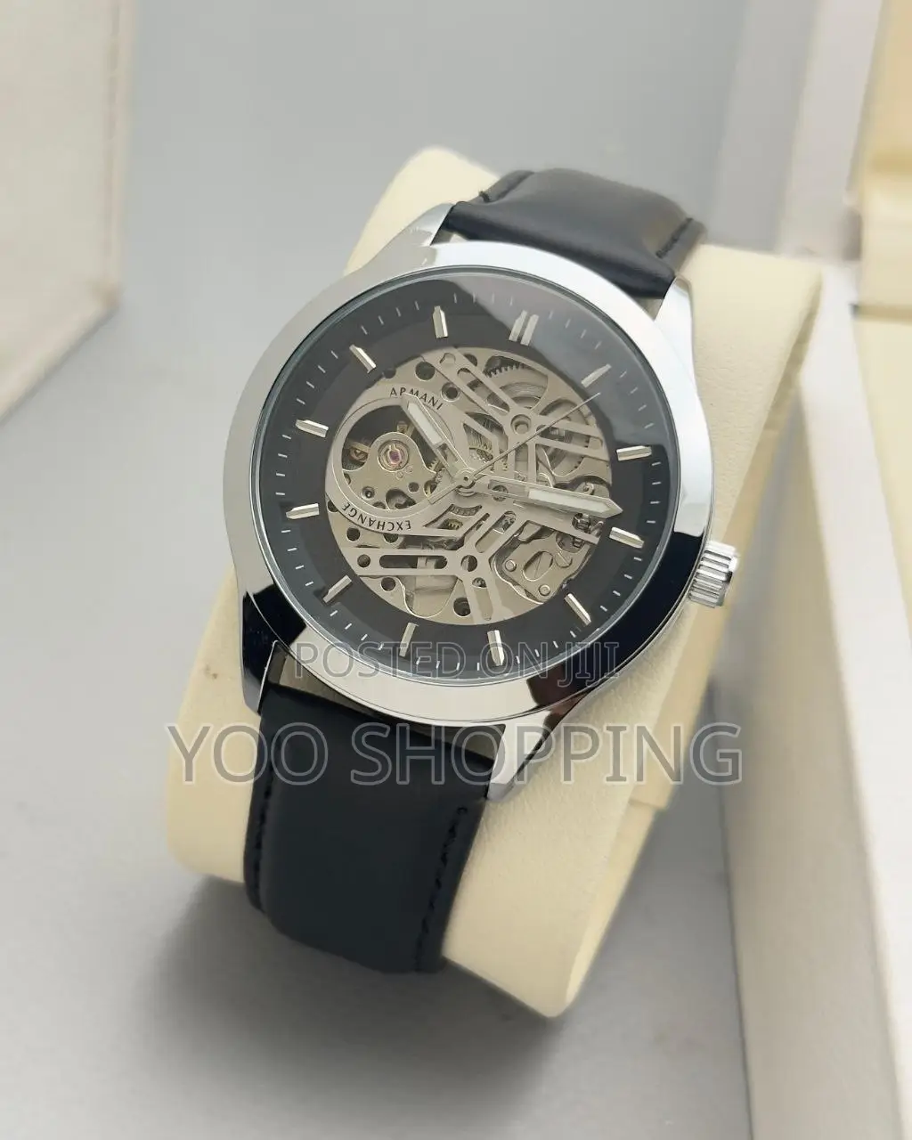Armani Exchange Leather Strap Watch Mens