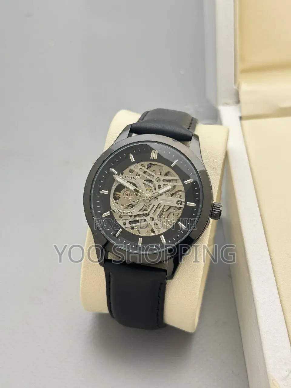 Armani Exchange Leather Strap Watch Mens