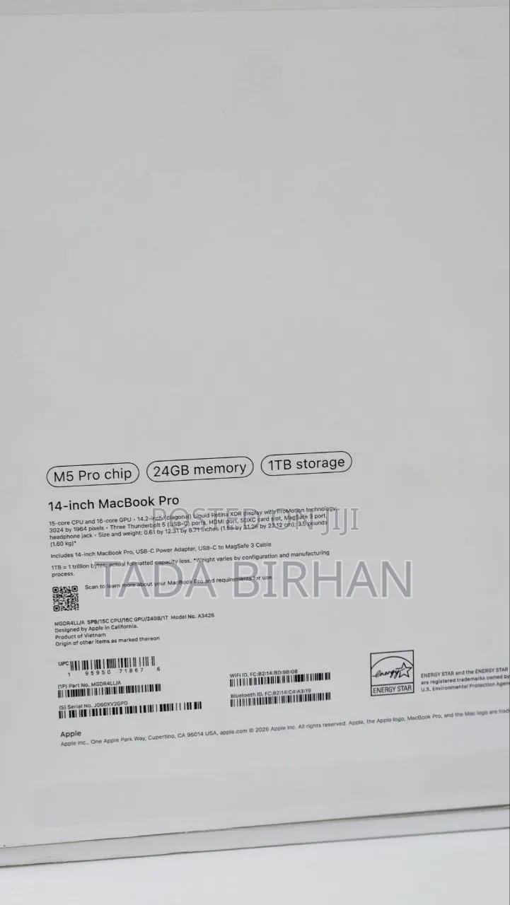 New Laptop Apple MacBook Pro 2026 M5 Pro 24GB Apple M5 SSD 1T