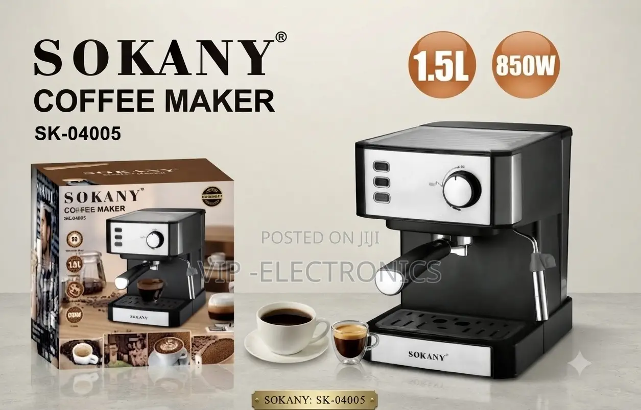SOKANY Coffee Maker – 1.5L, 850W Espresso Machine