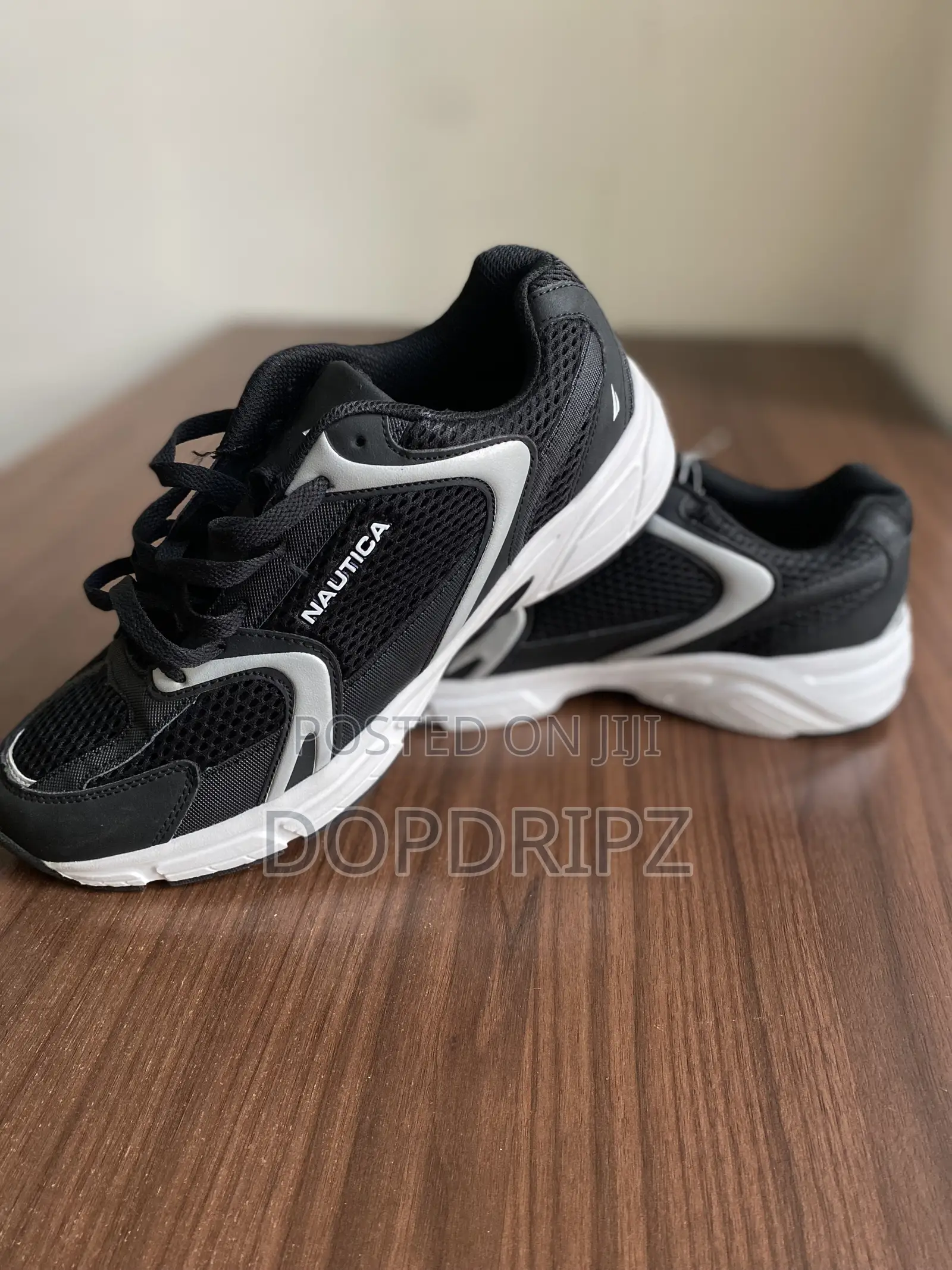 Original Nautica Men's Black White Athletic Sneakers -Breathable Mesh