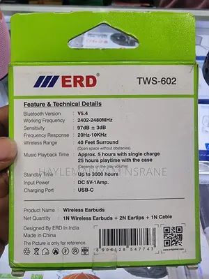 ERD TWS-602 True Wireless Earbuds Bluetooth V5.4 With Touch Control