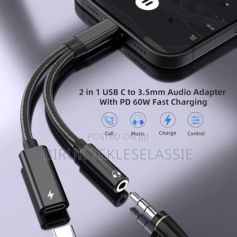 USB-C to 3.5mm Headphone + Charger Adapter