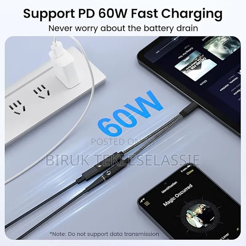 USB-C to 3.5mm Headphone + Charger Adapter