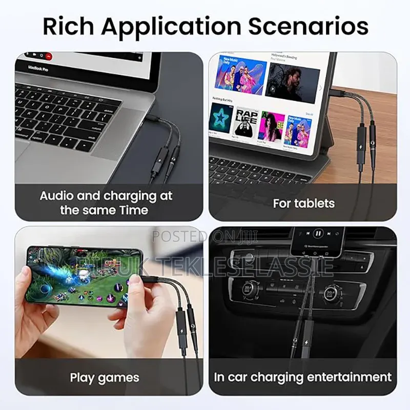 USB-C to 3.5mm Headphone + Charger Adapter