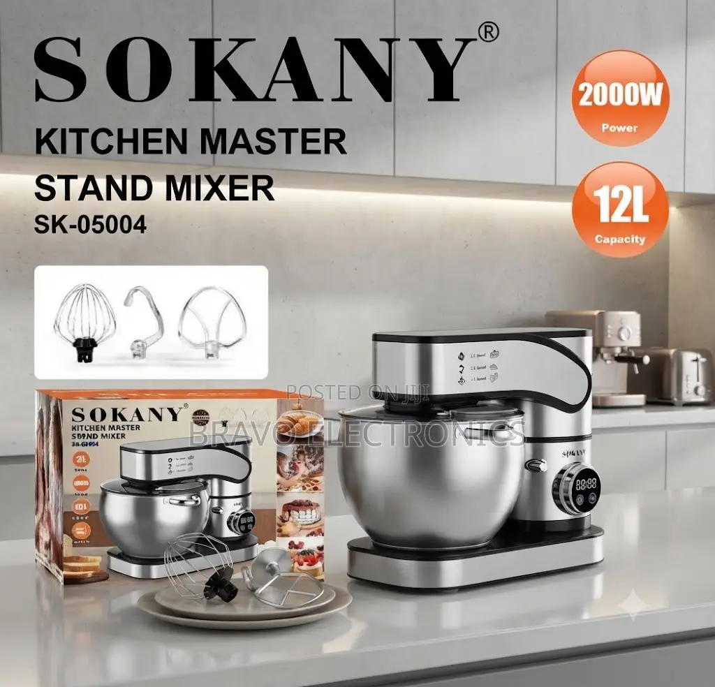  Sokany 12L Stainless Steel Stand Mixer – Premium Baking Solution 