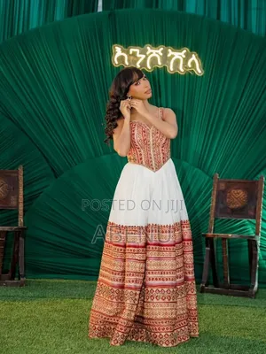 Elegant Ethiopian Habesha Couple Traditional Wedding Outfit