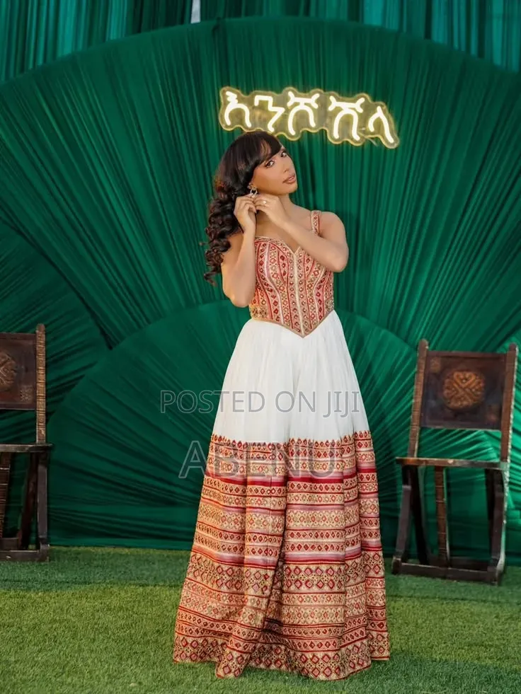 Elegant Ethiopian Habesha Couple Traditional Wedding Outfit