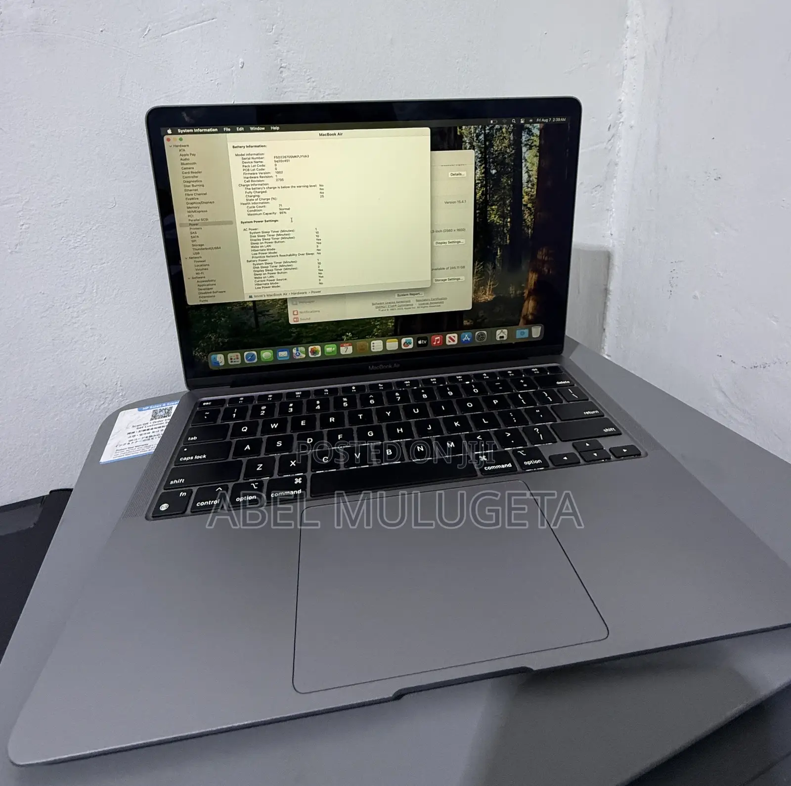 Laptop Apple MacBook Air 2020 M1 8GB Apple M1 HDD+SSD 256GB