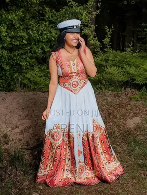 Elegant Strapless Habesha-Inspired Corset Gown in White Coral
