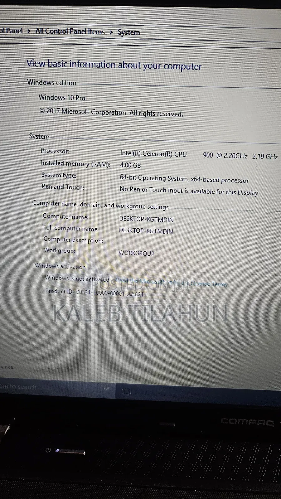 Laptop Compaq 320 4GB Intel Celeron HDD 500GB
