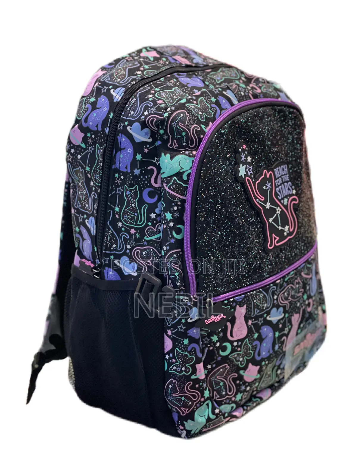 Smiggle Glitter Cat School Backpack – Black Purple