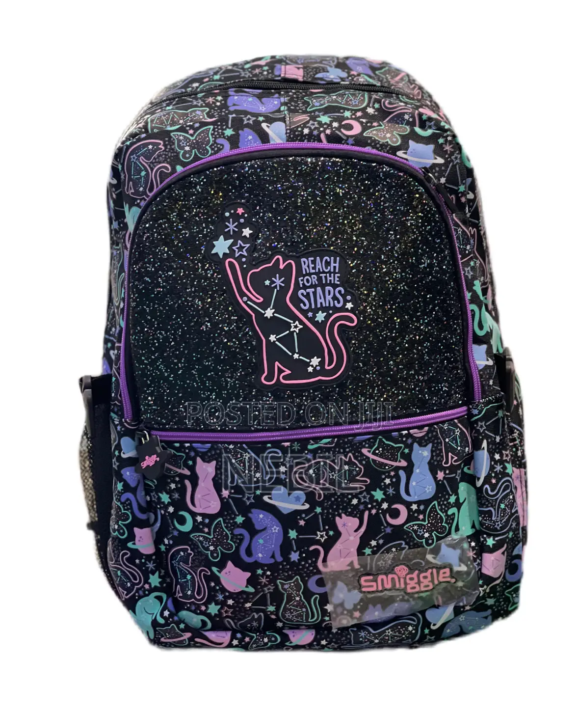 Smiggle Glitter Cat School Backpack – Black Purple