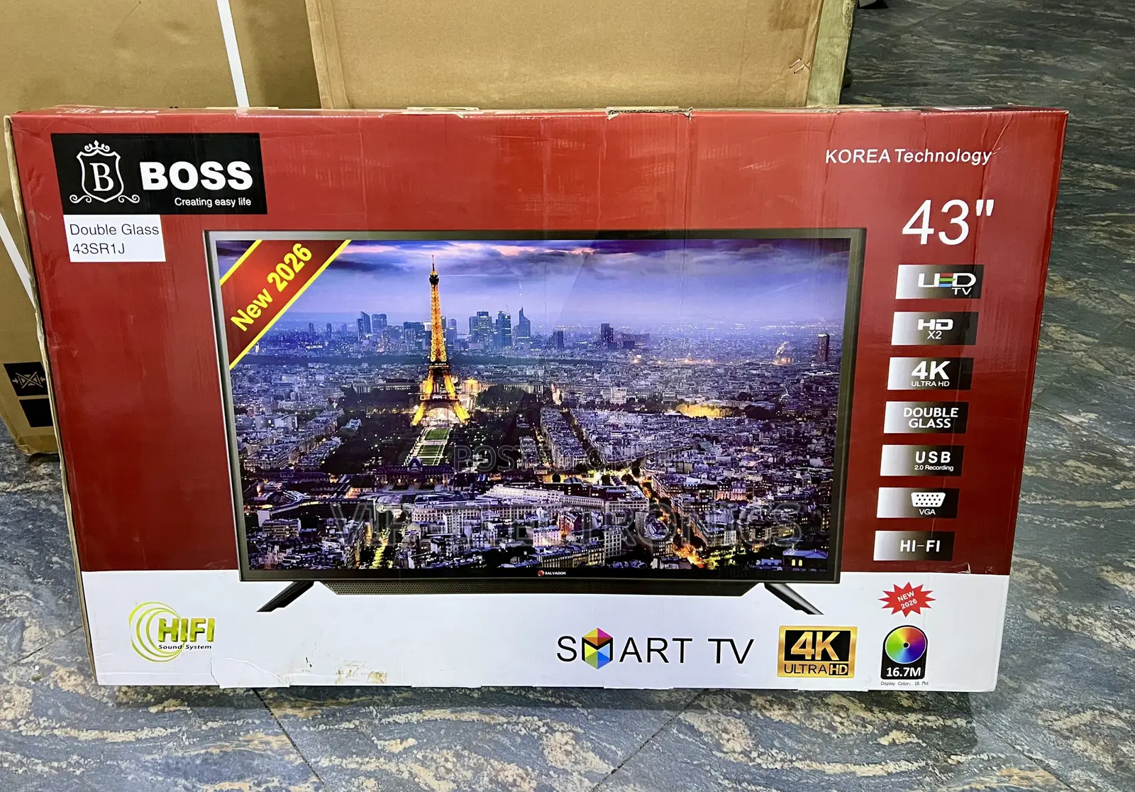 BOSS 43 TV Inch Ultra HD Smart TV, Double Glass Technology