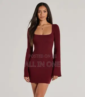 Burgundy Short Sweater Dress