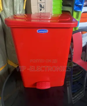 Cosmoplast Pedal Waste Bin. It Features a Convenient Foot Pedal