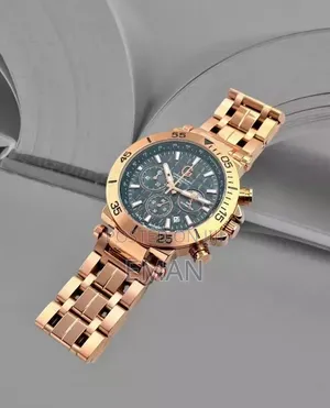 Luxury Rose Gold Chronograph Men's Watch – Blue Dial