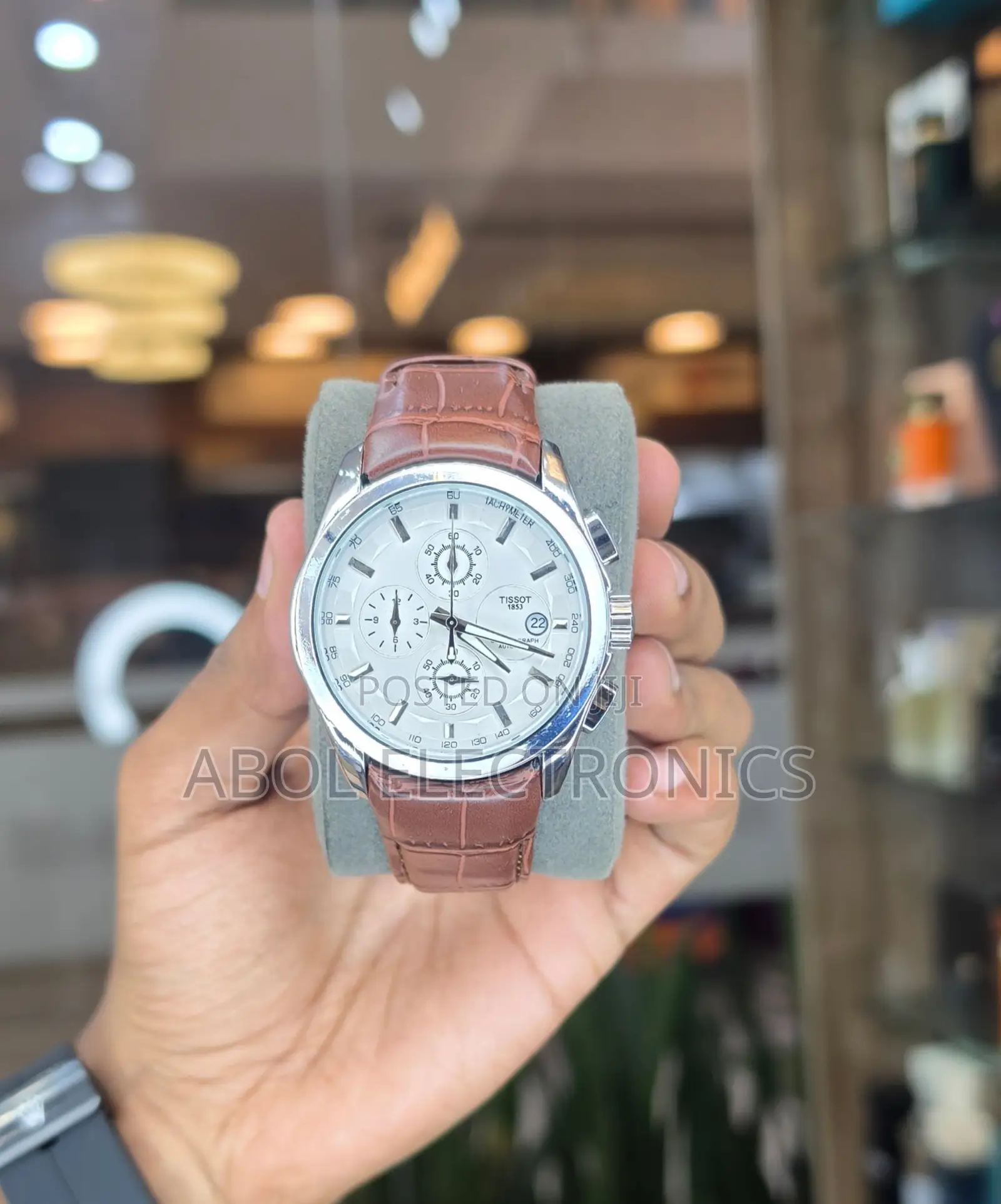 Tissot 1853 Chronograph Men's Watch – White Dial Brown Leather Strap