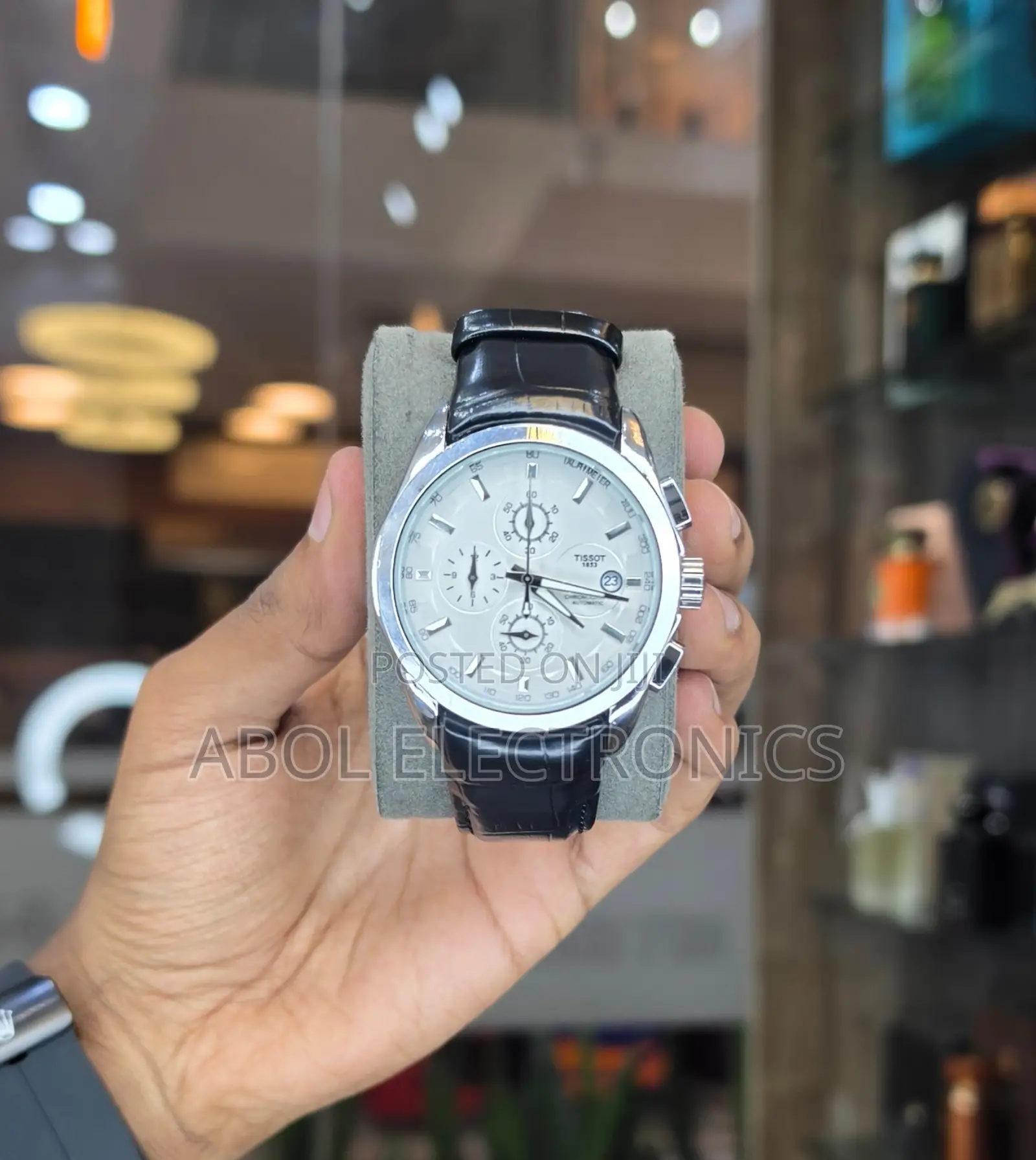 Tissot 1853 Chronograph Men's Watch – White Dial Black Leather Strap