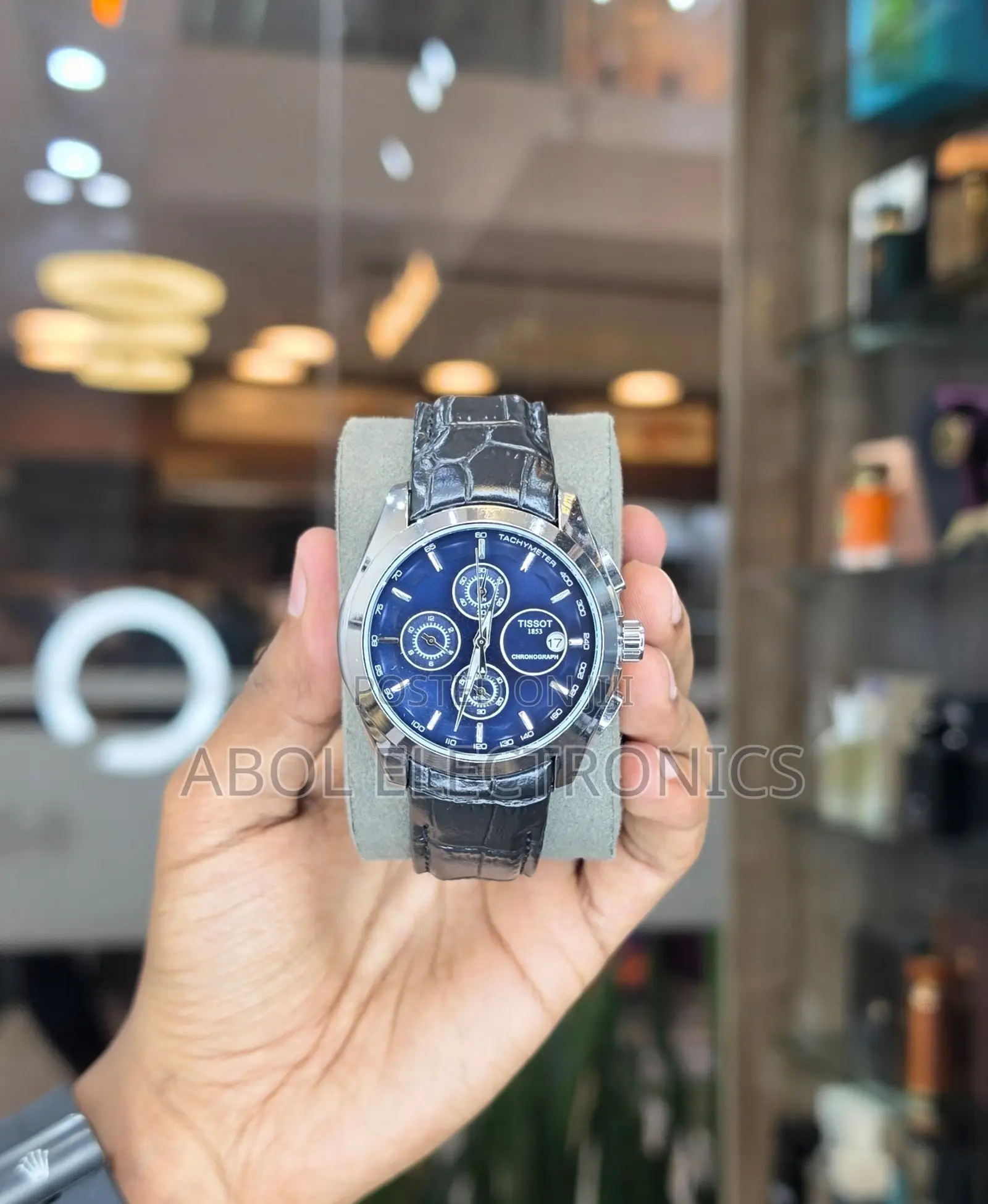 Tissot 1853 Chronograph Men's Watch – Blue Dial Black Leather Strap