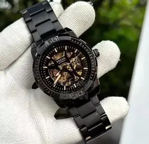 Fossil Automatic Men's Watch – Black Skeleton Dial