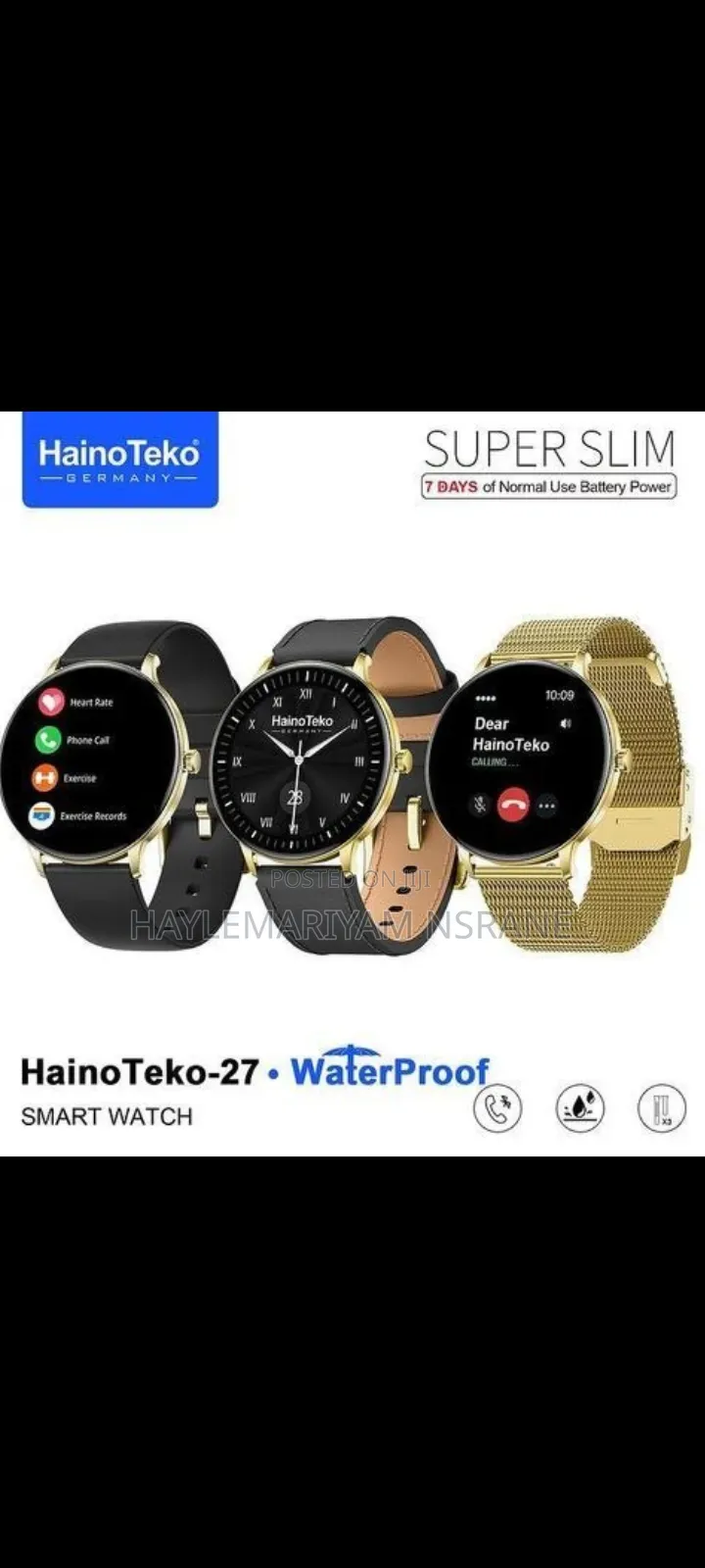 Teko-27 Slim Smart Watch With Bluetooth Calling 3 Straps Included