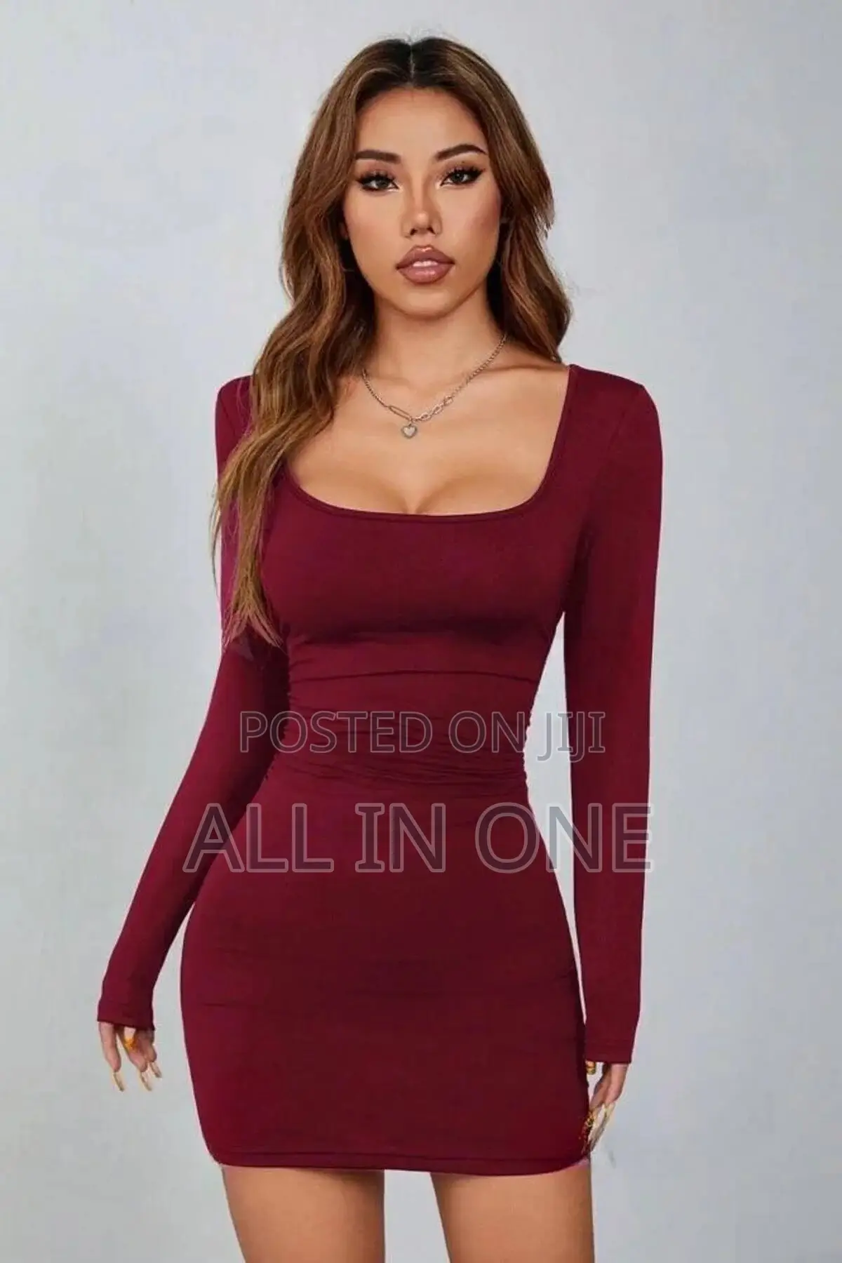 Burgundy High Quality Sweater Dress