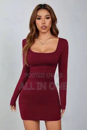 Burgundy High Quality Sweater Dress