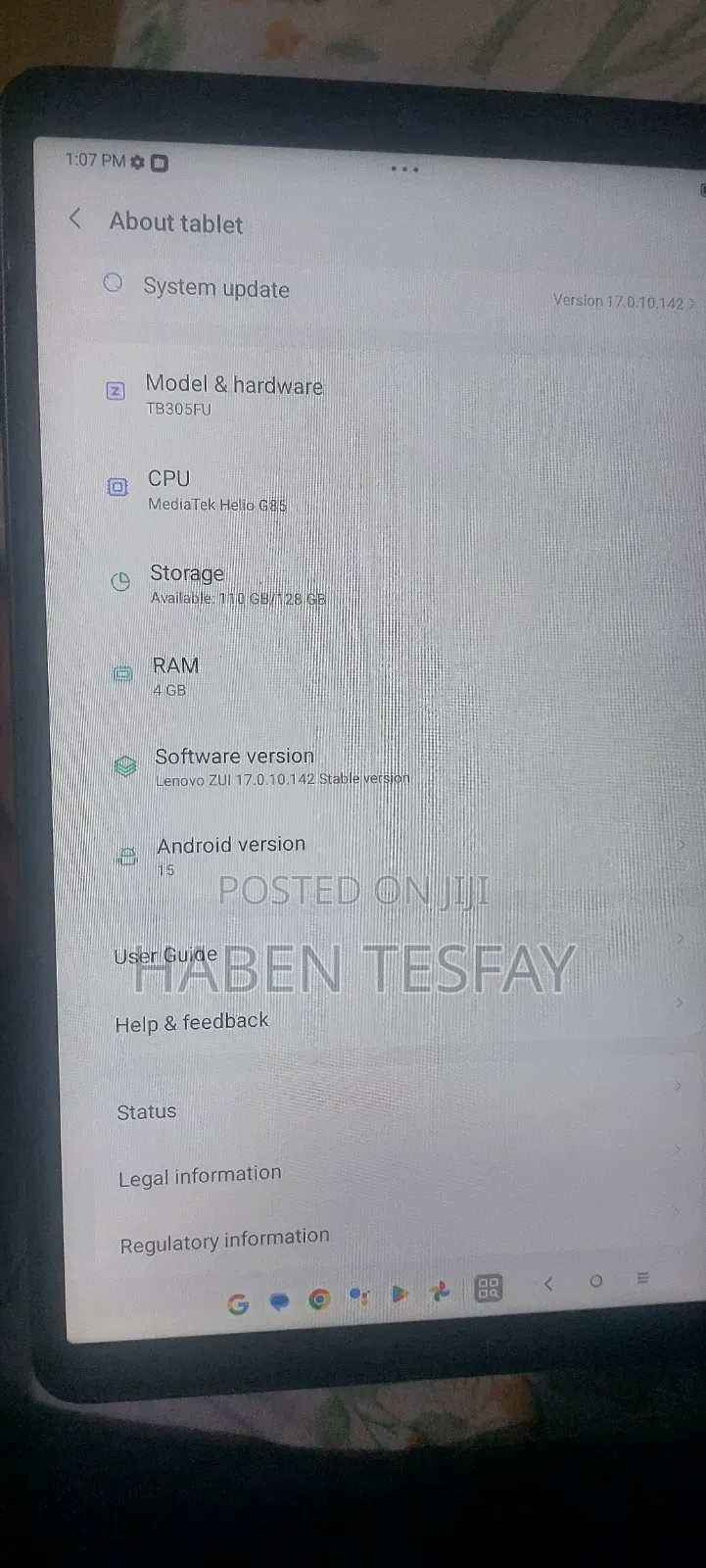 New Lenovo Tab 128 GB Gray