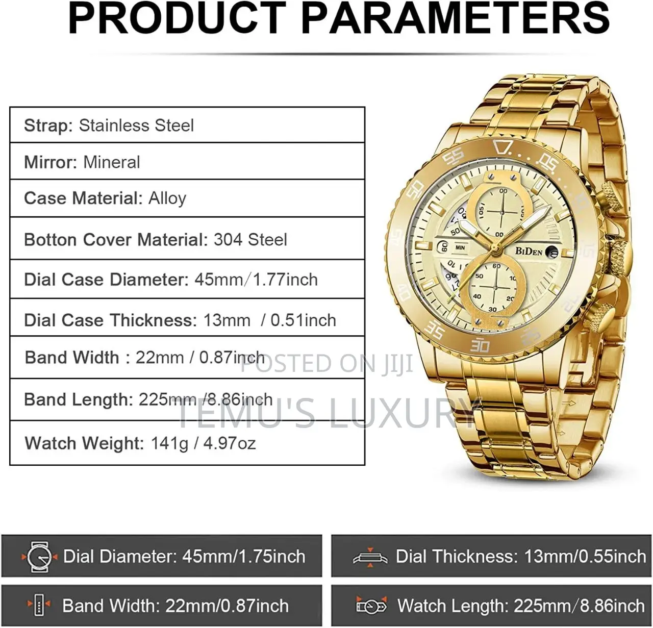 BIDEN Mens Watches