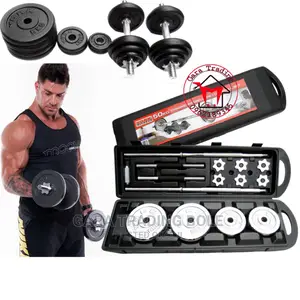 Dumbbell and Barbell 50kg Silver Black Delivery Available