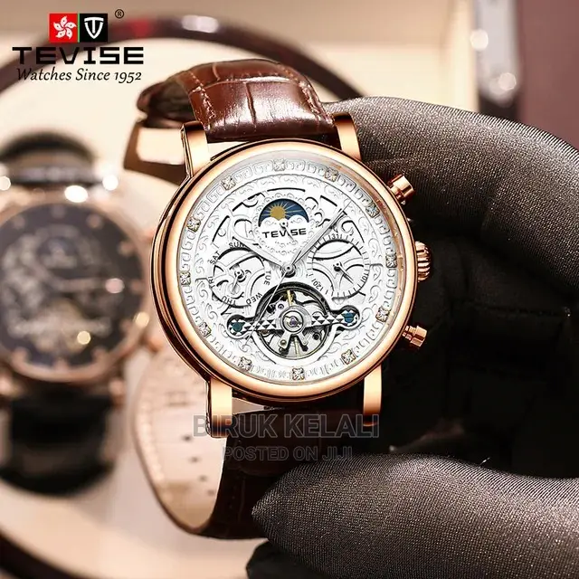 Tevise Leather Automatic Watch