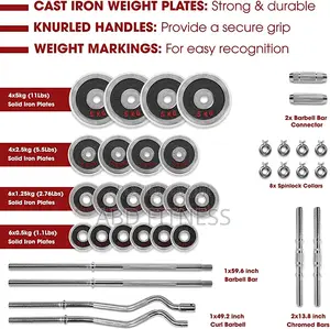 50kg Dumbbell Set and Barbells