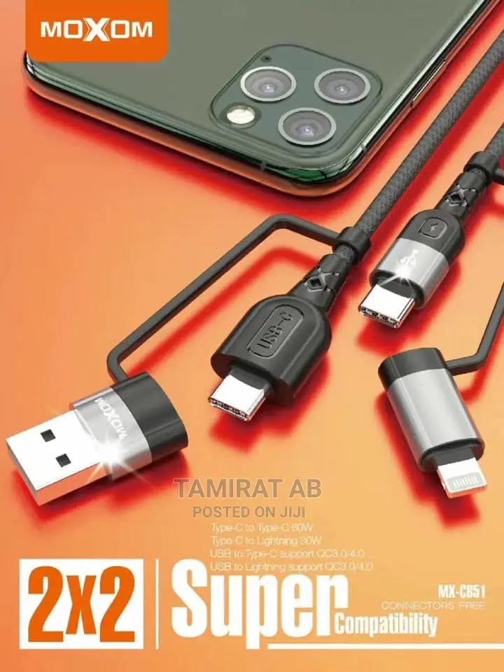 Moxom 2x2 Super Compatibility 60w Multiple Fast Charge Cable