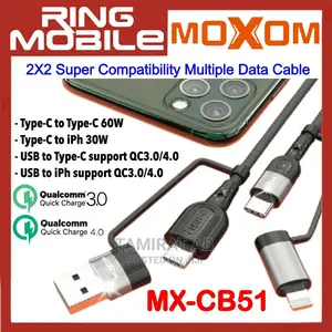 Moxom 2x2 Super Compatibility 60w Multiple Fast Charge Cable