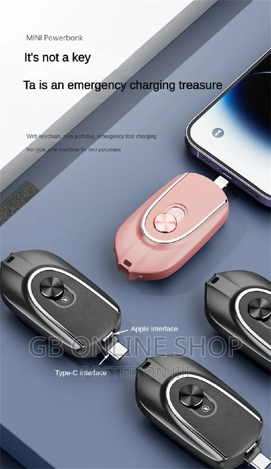 Portable Mini Keychain Power Bank Emergency Pod Charger