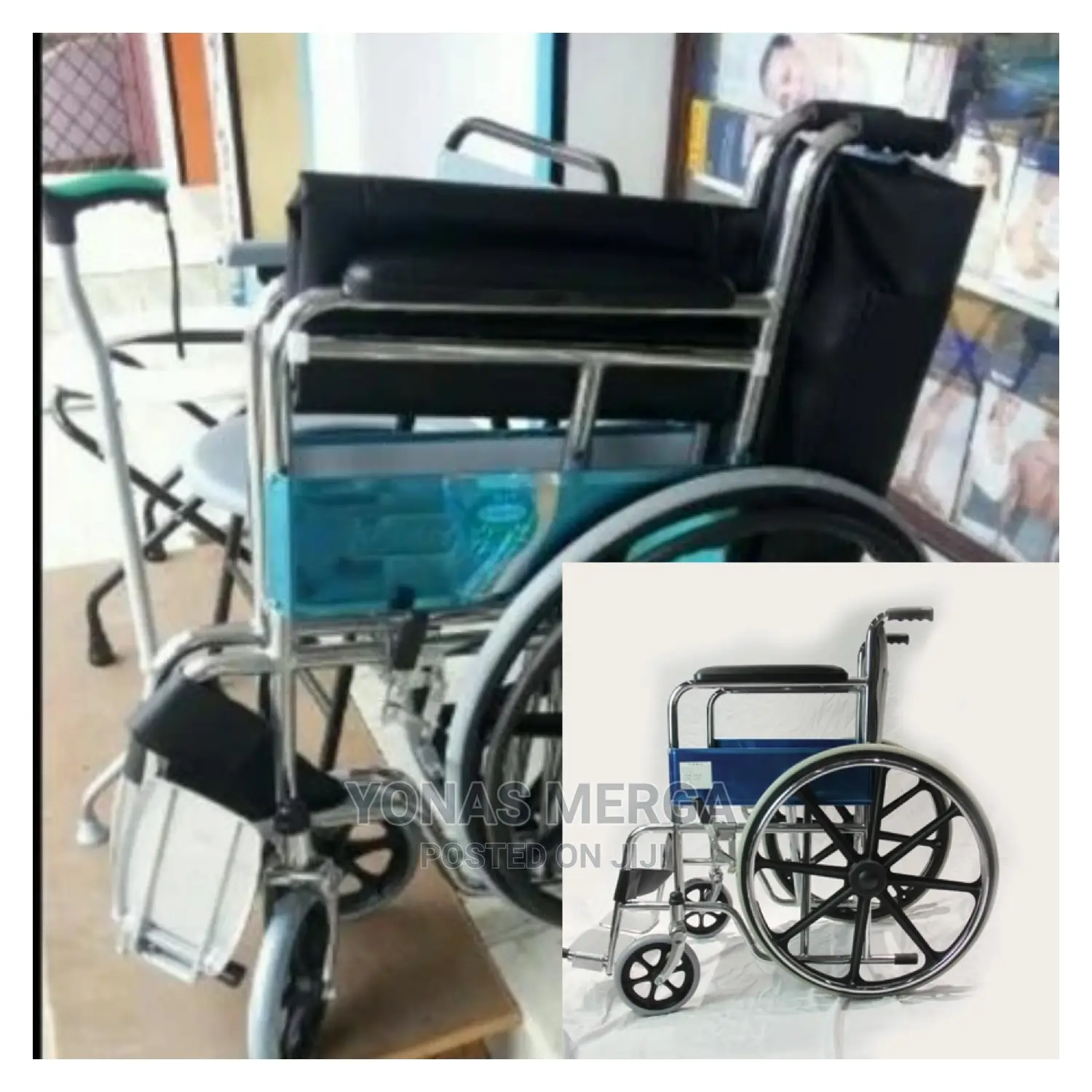 Solid Castor Fold Steel Wheelchair Fixed Armrest Legrest