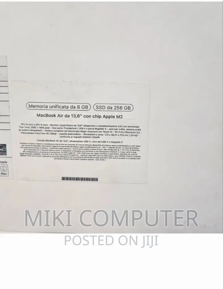 New Laptop Apple MacBook Air 2023 M2 8GB SSD 256GB