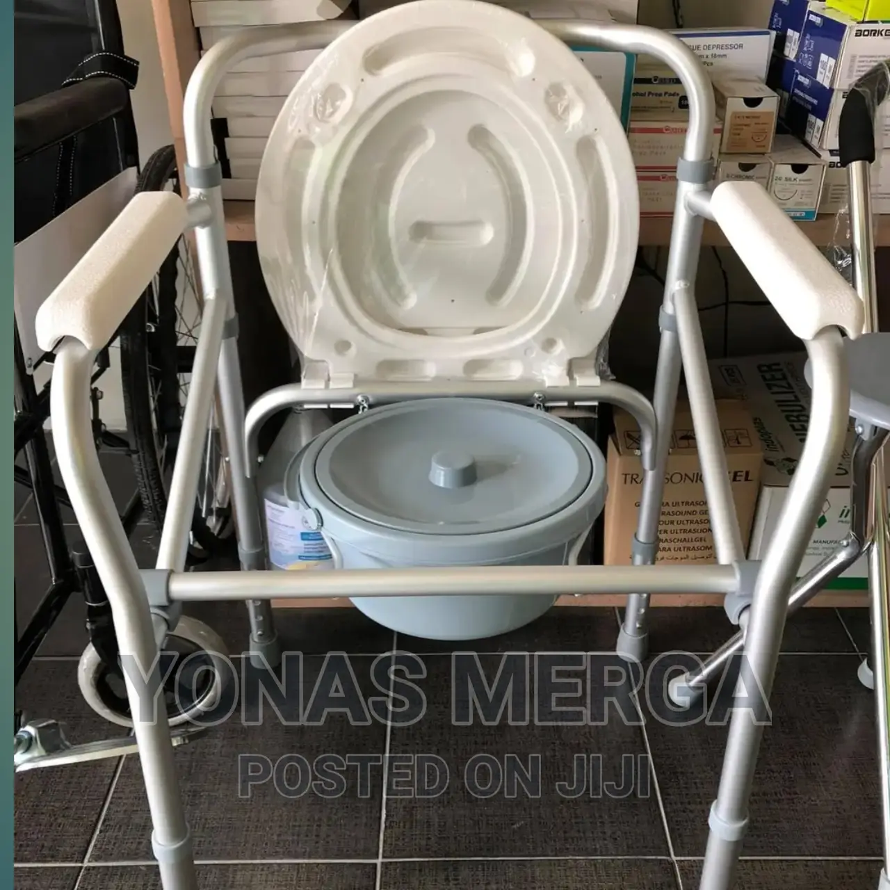 WN Medical Aluminum Commode Chair,Foldable,Adjustable Legs