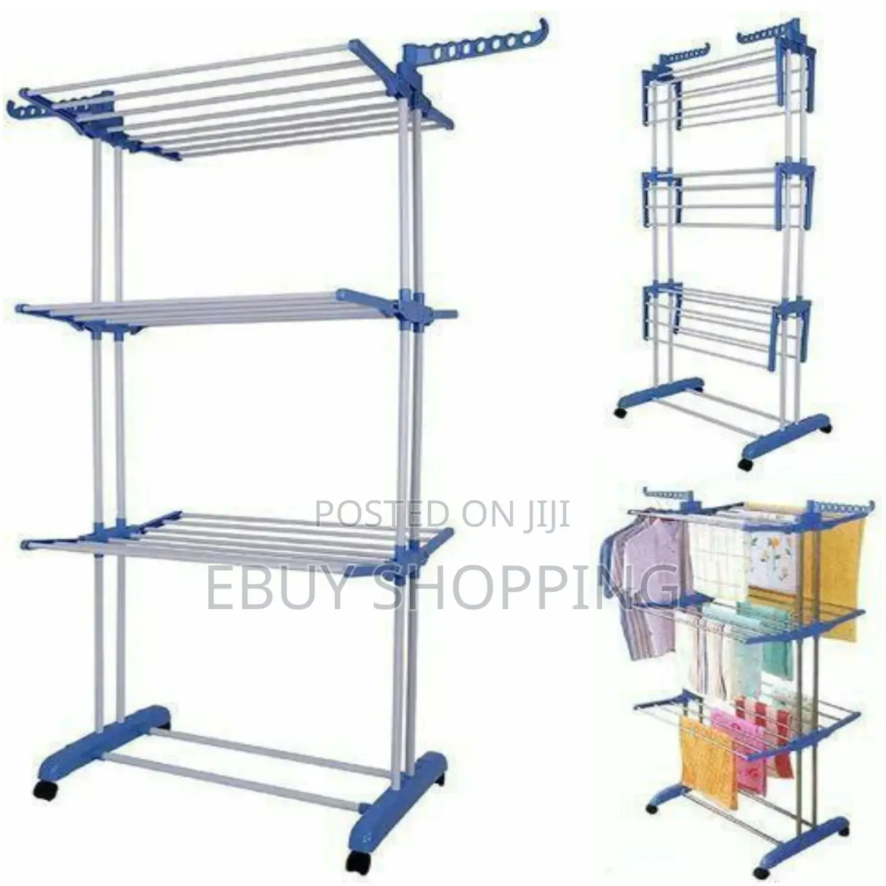 Compact 3-Layer Hanger Rack With Powder Coated Steel Frame