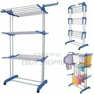 Compact 3-Layer Hanger Rack With Powder Coated Steel Frame