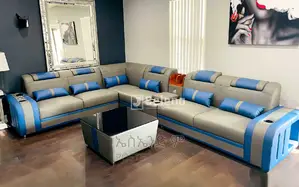 L Shaped Sofa Full Leather With Table