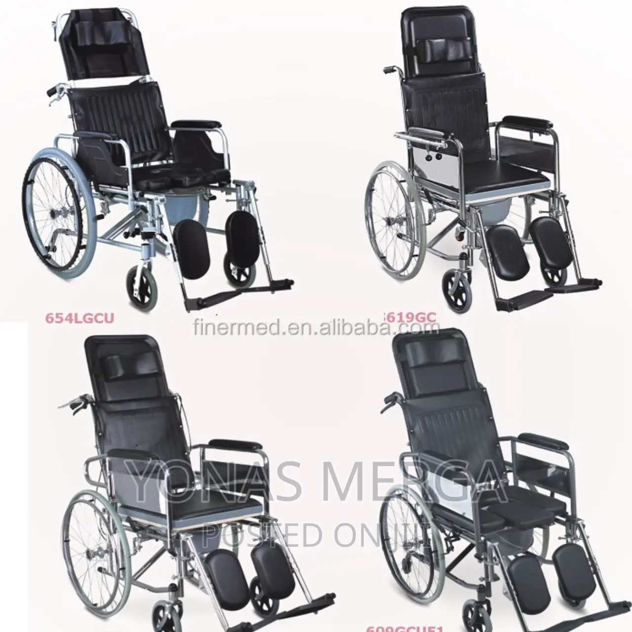 RECLINING Sleeping WHEELCHAIR FS609G Solid Castor Rear Wheel
