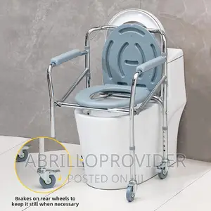 Commode Chair With Wheels,Steel Frame Portable Toilets*Chair